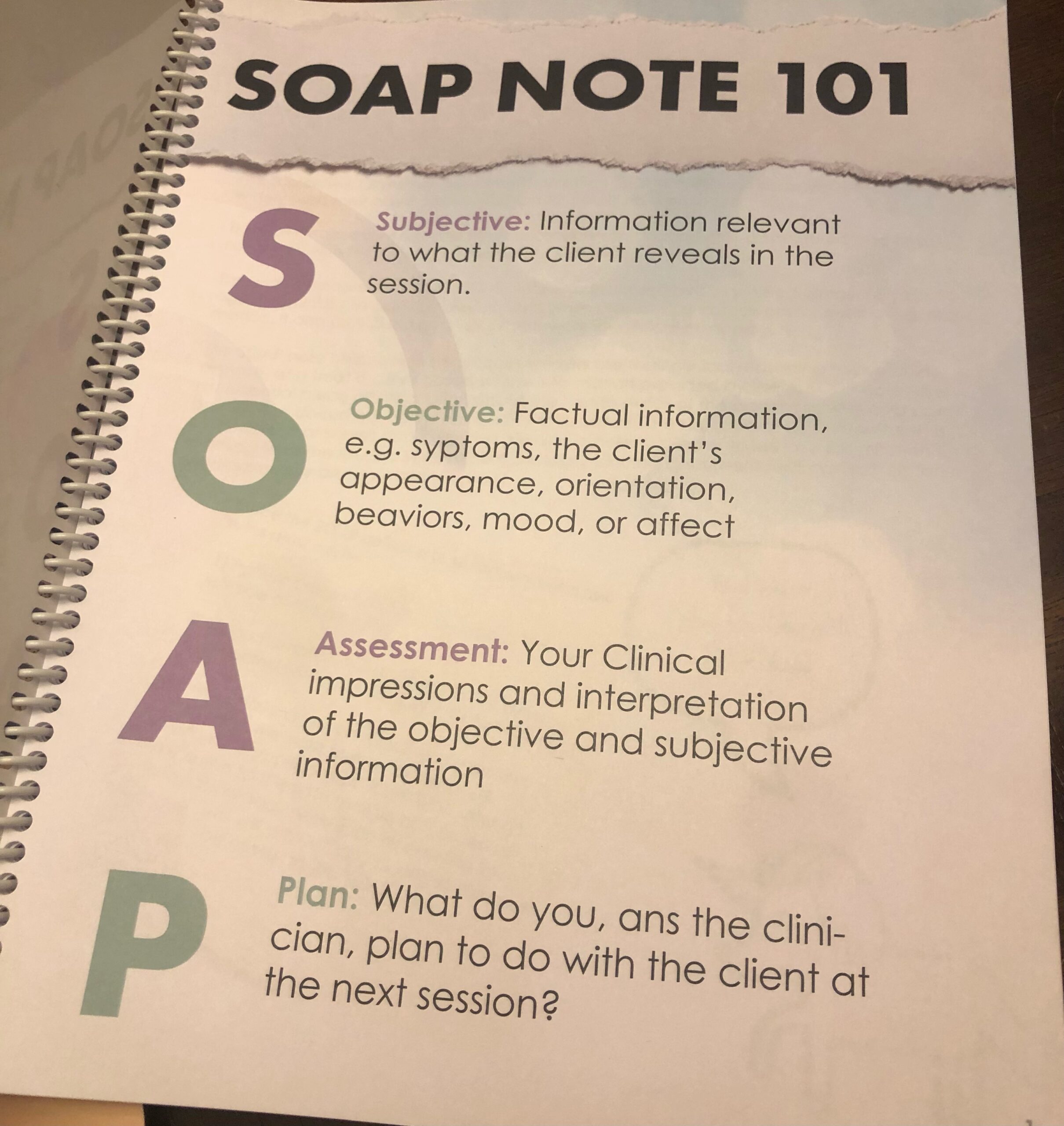 THE CSL THERAPY SOAP NOTEBOOK – Taime Out Sculpting Institute